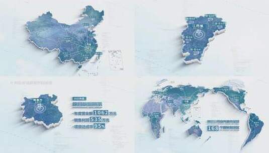 简洁地图数据展示_江西省高清AE视频素材下载
