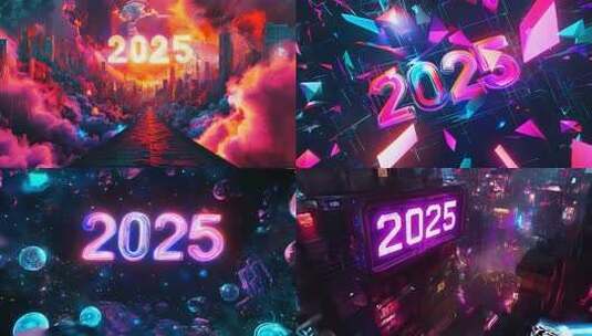 2025跨年音乐节vj未来赛博朋克蒸汽波高清在线视频素材下载