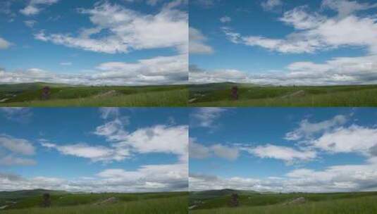 草原、石人、蓝天、白云高清在线视频素材下载
