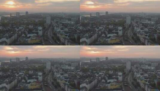 日落下的城市延时摄影航拍高清在线视频素材下载