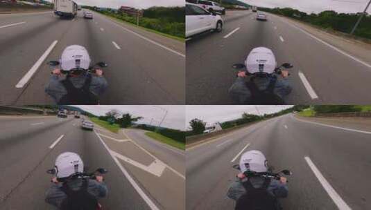 延时拍摄男人骑摩托车高清在线视频素材下载