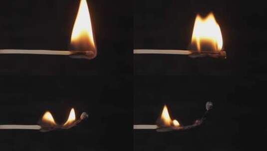 黑色背景上燃烧的火柴高清在线视频素材下载