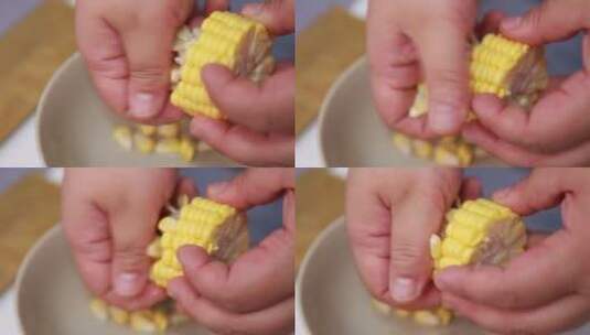 剥玉米穗玉米粒高清在线视频素材下载