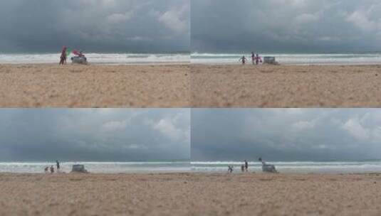 海边沙滩小孩玩耍高清在线视频素材下载