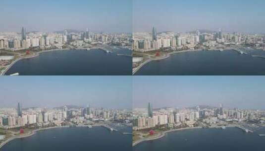 航拍青岛城市全景天际线高清在线视频素材下载