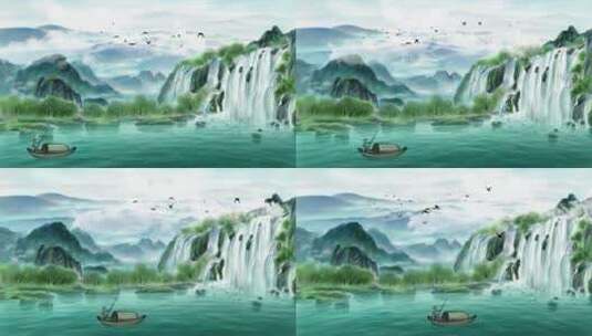 中国风水墨山水意境背景视频高清在线视频素材下载