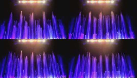 五颜六色的喷泉陈列高清在线视频素材下载