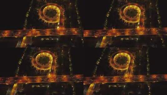 航拍长沙橘子洲大桥立交桥夜景高清在线视频素材下载