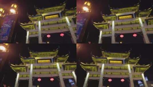 无锡南禅寺夜景南长街人流4K实拍原素材高清在线视频素材下载