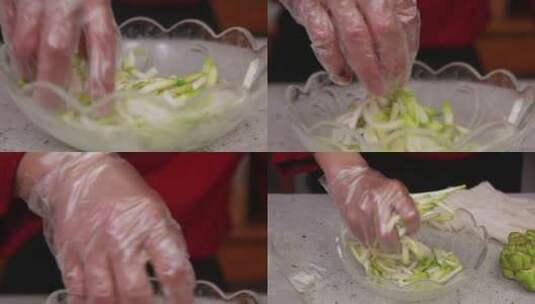 【镜头合集】芥菜加盐腌制榨菜  (2)高清在线视频素材下载