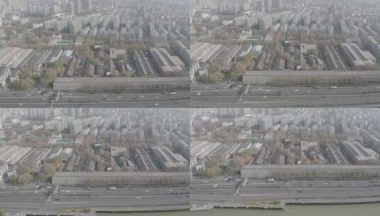 南京城市大景建筑车流航拍高清在线视频素材下载