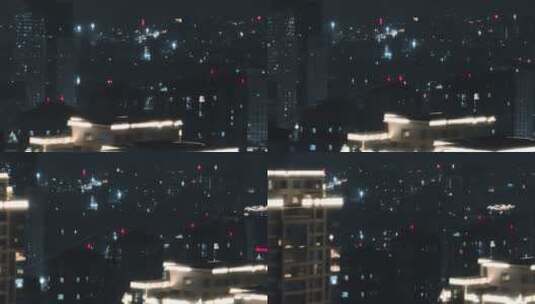 长焦航拍城市夜景高清在线视频素材下载