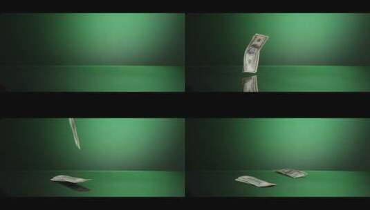 美元掉落在绿色的表面上高清在线视频素材下载