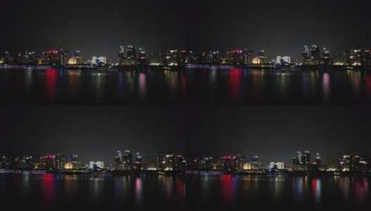 杭州钱江新城城市阳台夜景航拍高清在线视频素材下载