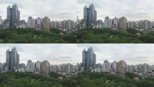 上海徐家汇地标建筑全景4K航拍高清在线视频素材下载