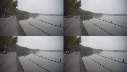 杭州西湖风景区大雾天高清在线视频素材下载