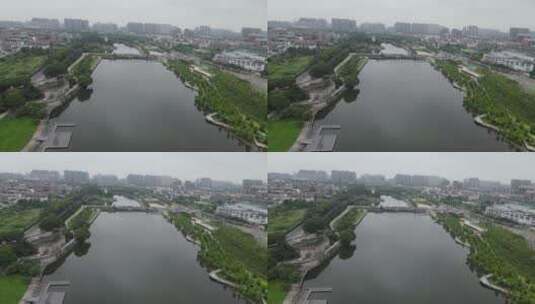 航拍湖北荆州古城历史文化旅游区九龙渊公园高清在线视频素材下载