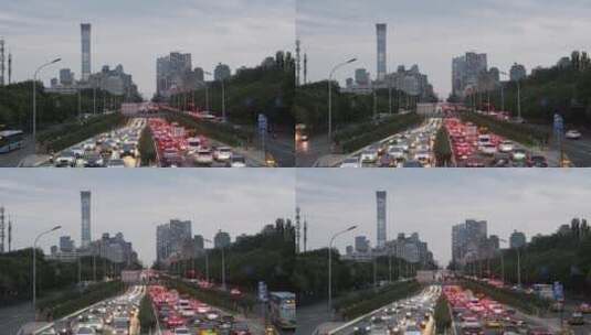【原创】北京东三环和国贸CBD车流夜景高清在线视频素材下载