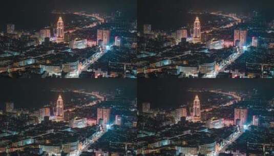 汕尾城市风光夜景航拍高清在线视频素材下载