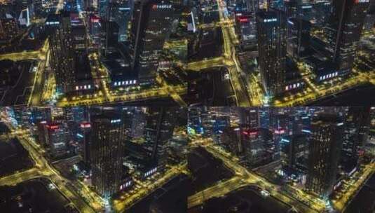 城市夜景航拍，一起来感受下这座城市的繁华高清在线视频素材下载