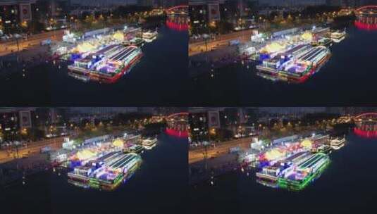 天津之眼航拍 夜景高清在线视频素材下载