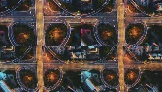 航拍武汉城市夜景高架桥交通车流高清在线视频素材下载