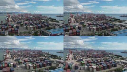 航拍深圳港口集装箱高清风光延时摄影高清在线视频素材下载