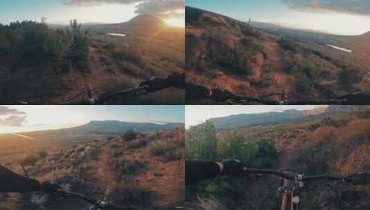 山路上骑行的骑手高清在线视频素材下载