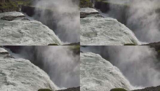 冰岛古尔福斯瀑布景观高清在线视频素材下载