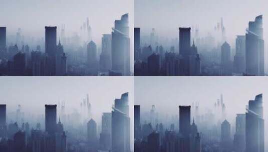 迷雾中的都市建筑高清在线视频素材下载