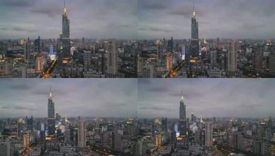 南京市紫峰大厦城市环境夜景航拍高清在线视频素材下载