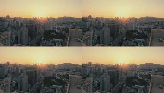航拍首尔城市建筑景观延时高清在线视频素材下载