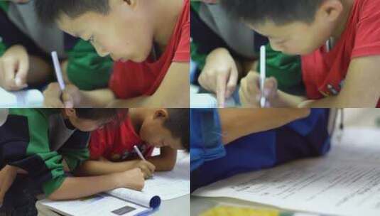 私人家教辅导小学生写作业高清在线视频素材下载