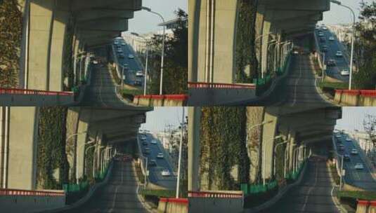 高架桥下行驶的车高清在线视频素材下载