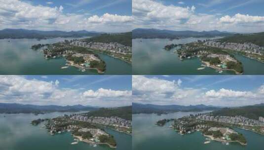 千岛湖城区航拍高清在线视频素材下载