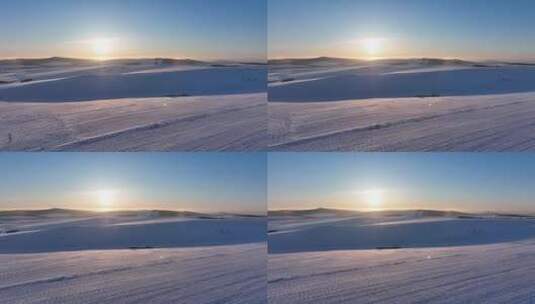 航拍阳光雪原高清在线视频素材下载