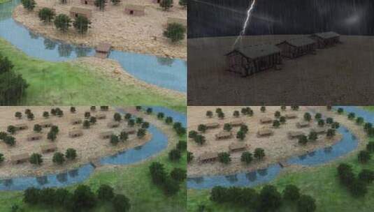 远古人-遭遇自然灾害家园被淹没 摧毁高清在线视频素材下载