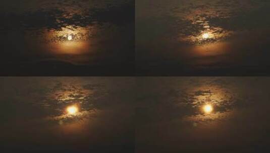 云层月亮延时夜晚天空云朵流动中秋十五月亮高清在线视频素材下载