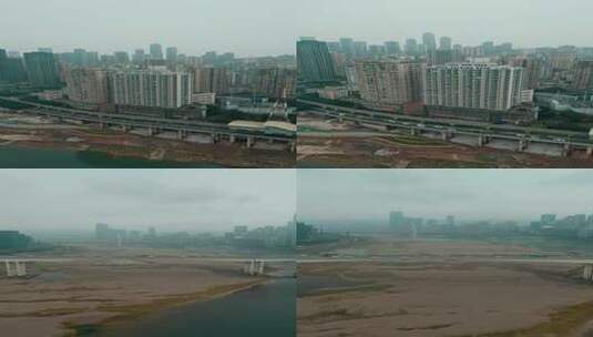 竖屏重庆嘉陵江周边城市建筑航拍之二高清在线视频素材下载