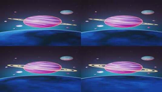卡通风格星球与外太空3D渲染高清在线视频素材下载