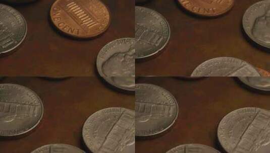 美国货币硬币的旋转库存镜头-MONEY 0333高清在线视频素材下载