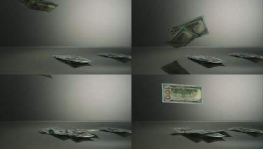 美国100美元的钞票落在反光面上高清在线视频素材下载