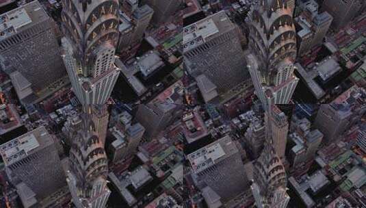 城市航拍克莱斯勒大厦纽约摩天大楼汽车交通高清在线视频素材下载