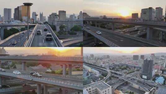 呼和浩特城市航拍鼓楼立交桥高清在线视频素材下载