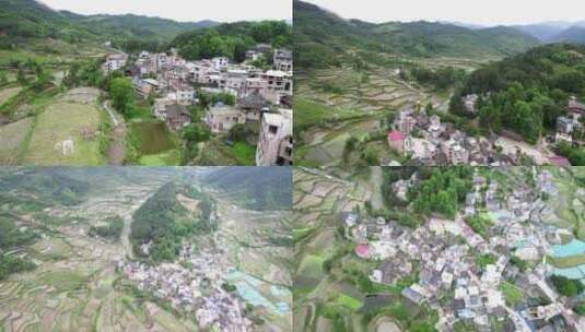贵州黔东南大山中的村庄西江苗寨传统村落高清在线视频素材下载