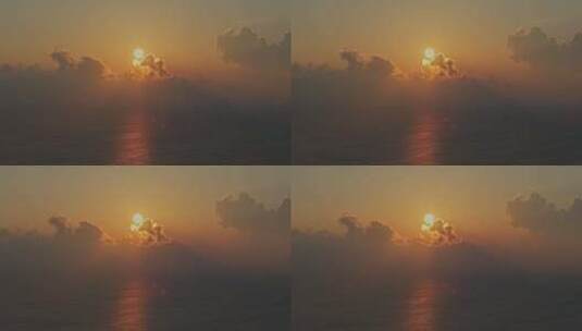 航拍杭州湾海天一洲日出高清在线视频素材下载