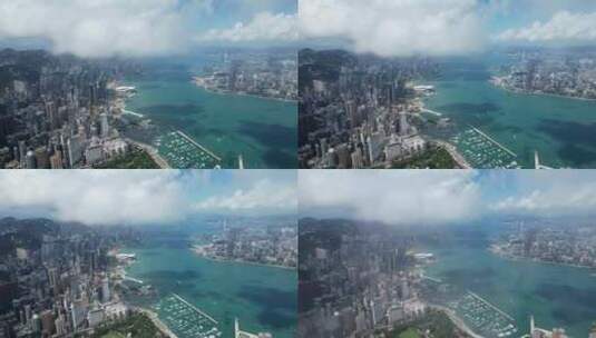 香港蓝天白云航拍高清在线视频素材下载