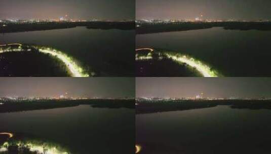 西安昆明池水库夜景高清在线视频素材下载