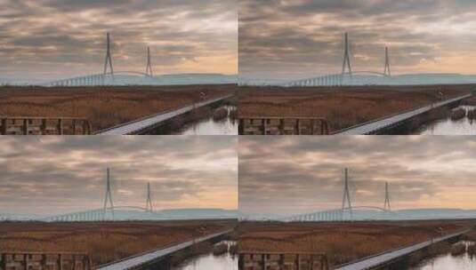 诺曼底桥，法国，延时-诺曼底桥斜拉桥高清在线视频素材下载