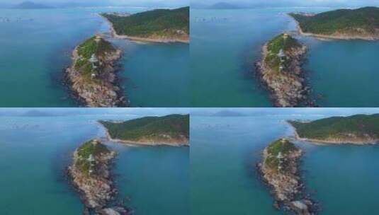 航拍海南三亚西岛海洋文化旅游区海浪礁石高清在线视频素材下载